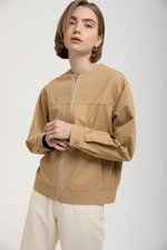 FRANKIE UTILITY BARN JACKET W REMOVABLE LEATHER COLLAR