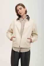FRANKIE UTILITY BARN JACKET W REMOVABLE LEATHER COLLAR