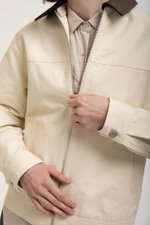 FRANKIE UTILITY BARN JACKET W REMOVABLE LEATHER COLLAR