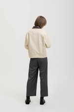 FRANKIE UTILITY BARN JACKET W REMOVABLE LEATHER COLLAR