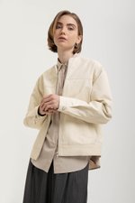 FRANKIE UTILITY BARN JACKET W REMOVABLE LEATHER COLLAR