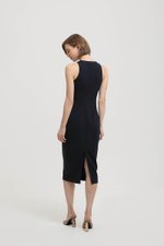 KELSIE RACER NECK RUCHED MIDI DRESS