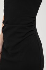 KELSIE RACER NECK RUCHED MIDI DRESS