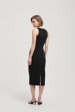 KELSIE RACER NECK RUCHED MIDI DRESS