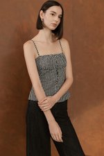 YULIA GINGHAM RUCHED PADDED CAMI TOP