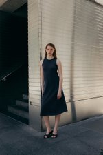 TAMARA HALTER PANELLED DENIM DRESS