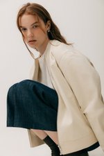 FRANKIE UTILITY BARN JACKET W REMOVABLE LEATHER COLLAR