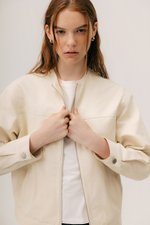 FRANKIE UTILITY BARN JACKET W REMOVABLE LEATHER COLLAR