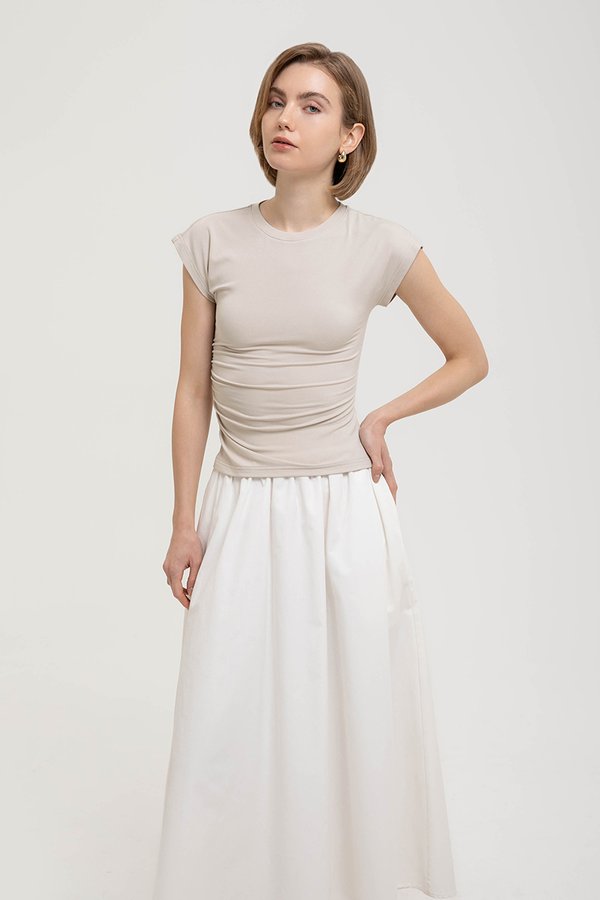 EDDIE CAP SLEEVE RUCHED TEE