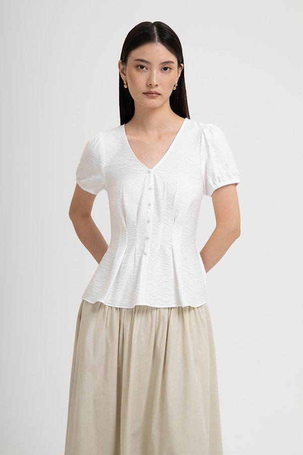 MIKAELA PIN TUCK BUTTONDOWN TOP
