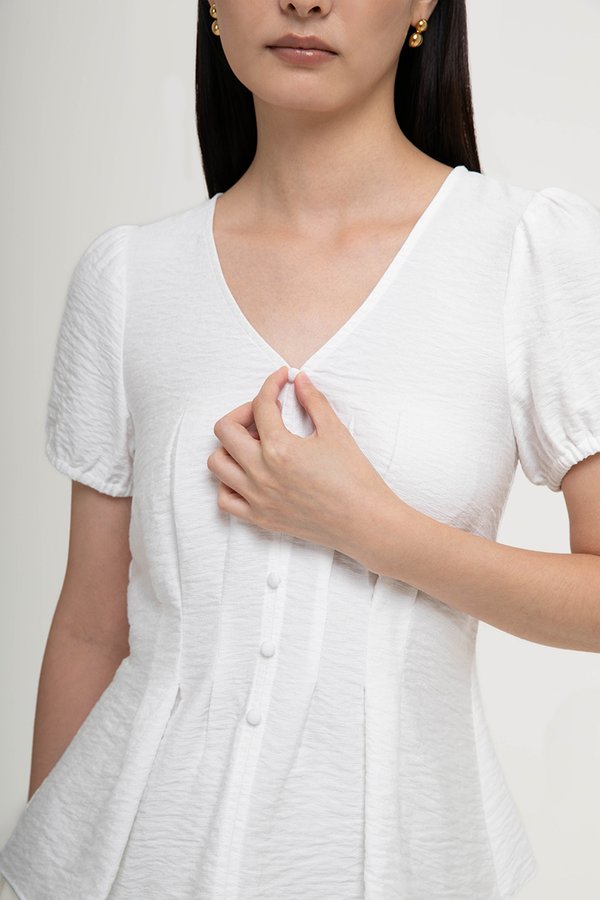 MIKAELA PIN TUCK BUTTONDOWN TOP