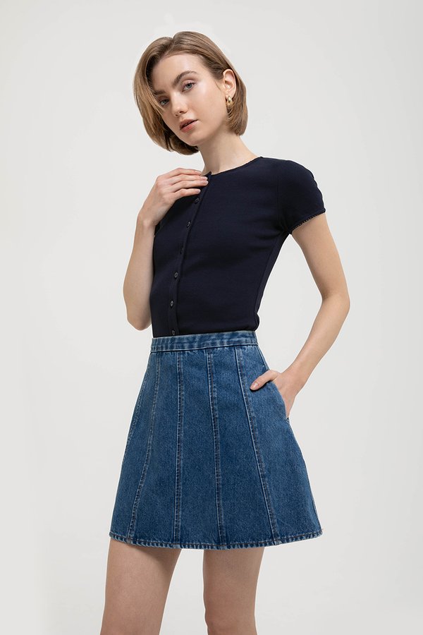 MAVEN PANELLED DENIM MINI SKIRT