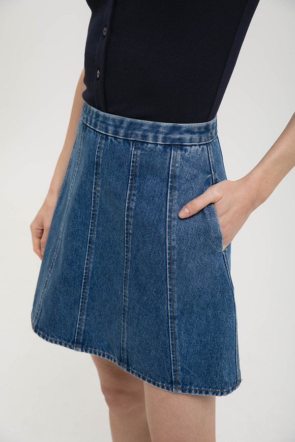 MAVEN PANELLED DENIM MINI SKIRT