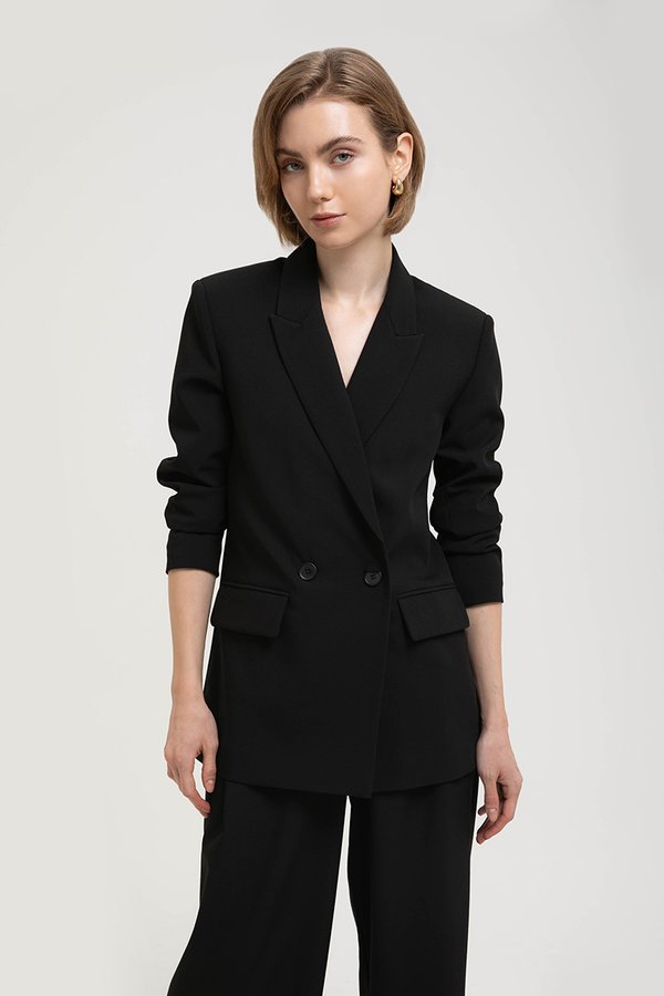 ADRIEN RUCHED SLEEVE BLAZER