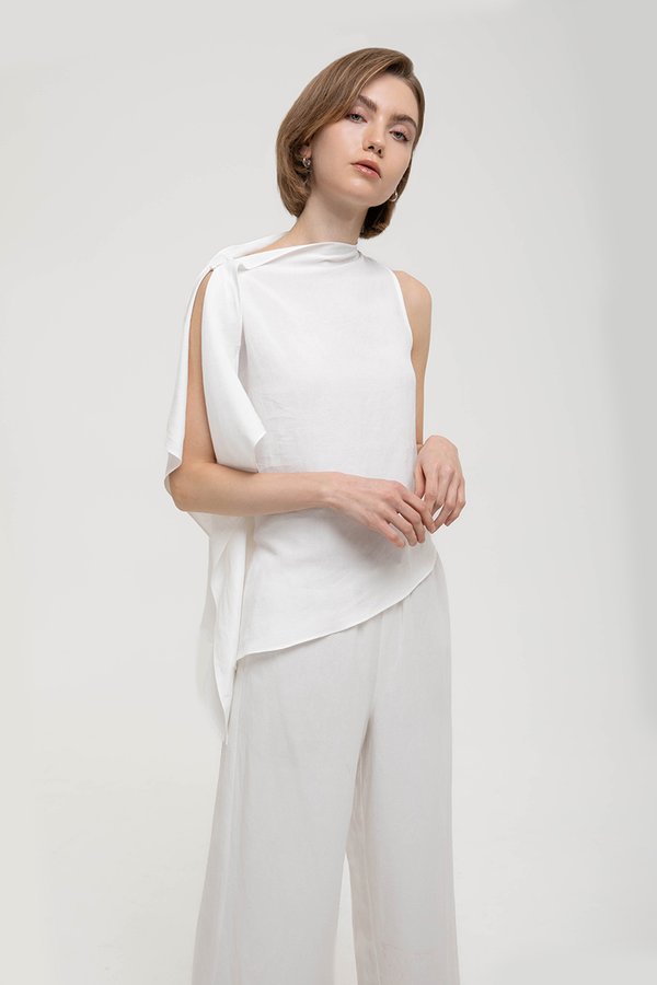IMAYA DRAPED LINEN TOP