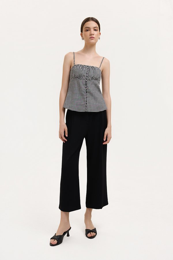 YULIA GINGHAM RUCHED PADDED CAMI TOP