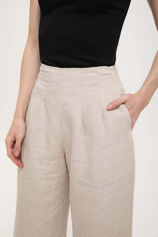 IRIS PLEATED LINEN PANTS