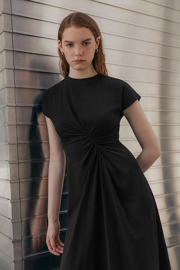 KIRANA ASYMMETRIC RUCHED TEE DRESS