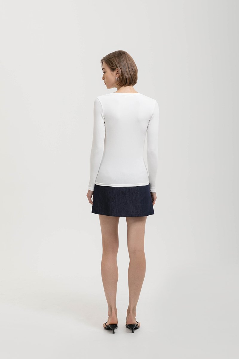 STACIA BUTTONDOWN LONGLINE RIBBED KNIT TOP