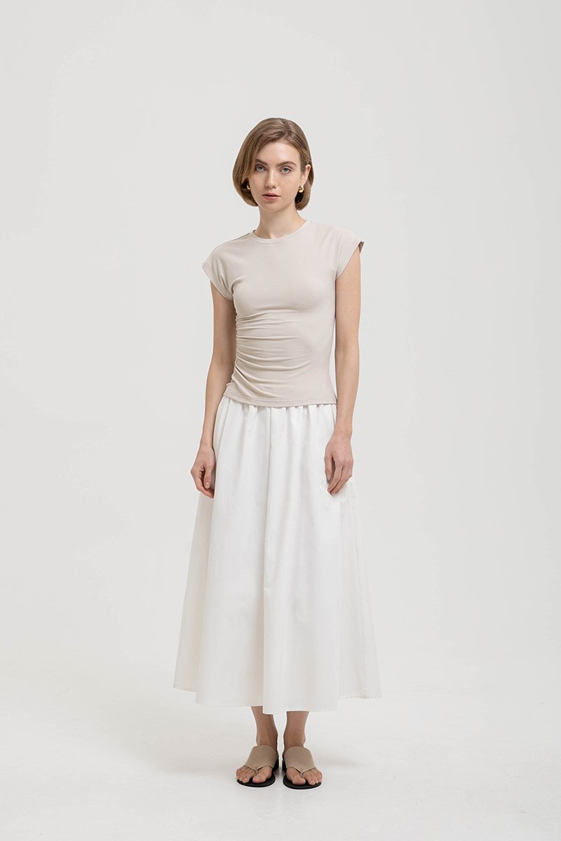 EDDIE CAP SLEEVE RUCHED TEE
