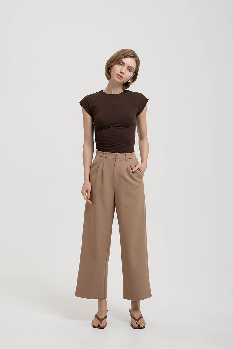 EDDIE CAP SLEEVE RUCHED TEE