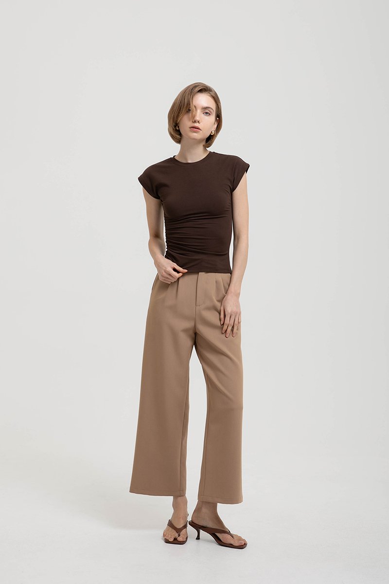 EDDIE CAP SLEEVE RUCHED TEE