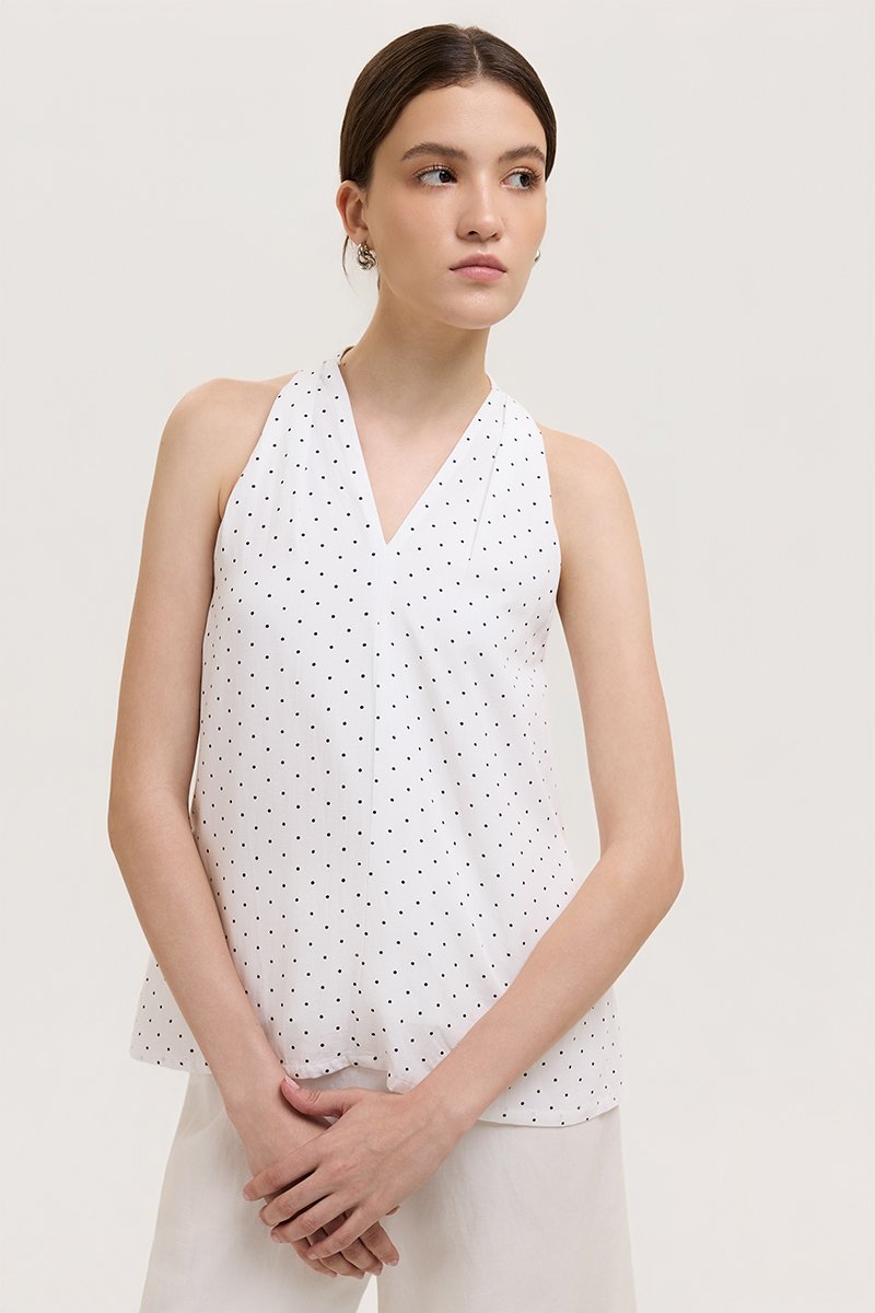 STEPHY HALTER POLKA DOT TOP
