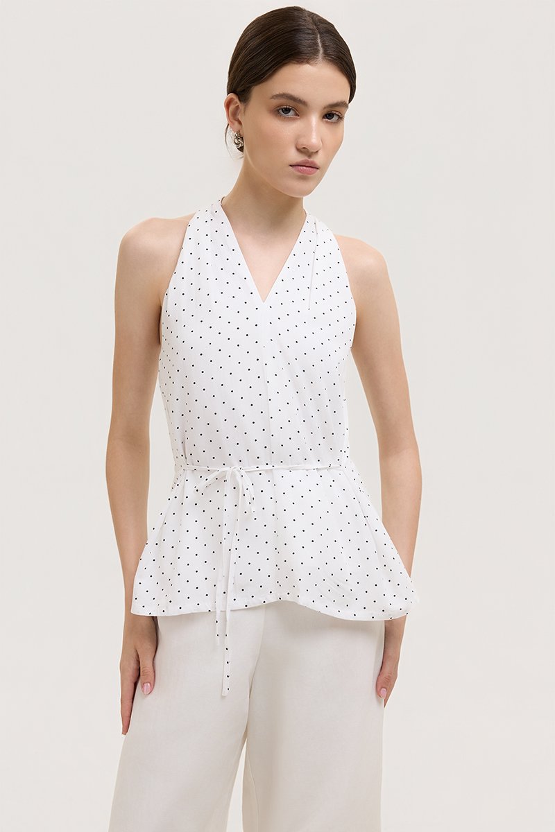 STEPHY HALTER POLKA DOT TOP