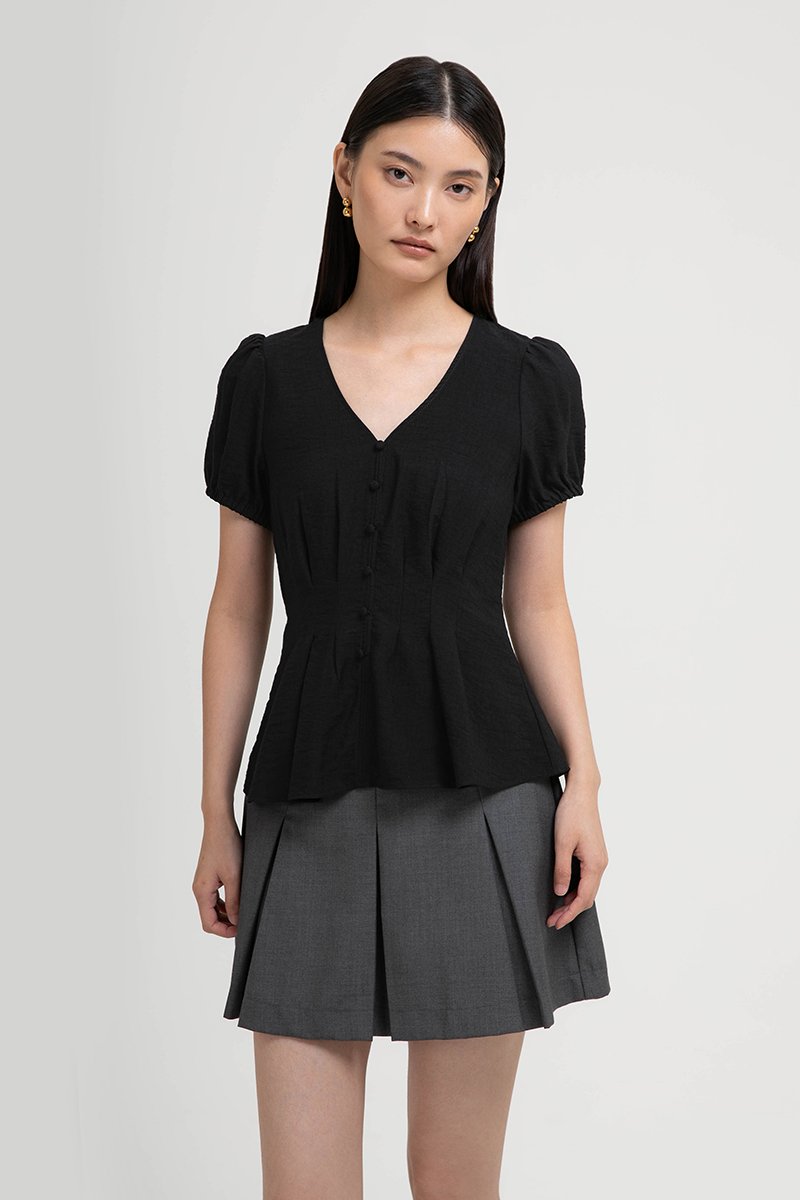 MIKAELA PIN TUCK BUTTONDOWN TOP