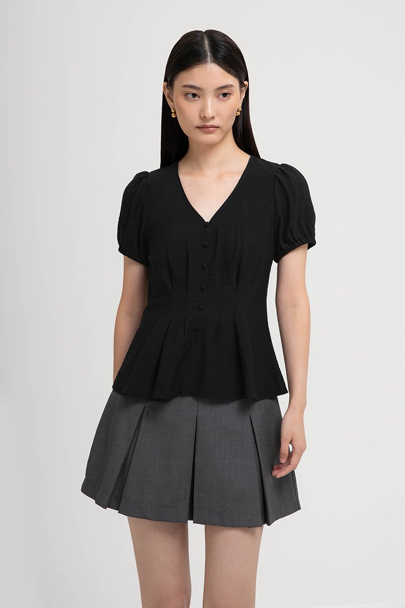 MIKAELA PIN TUCK BUTTONDOWN TOP