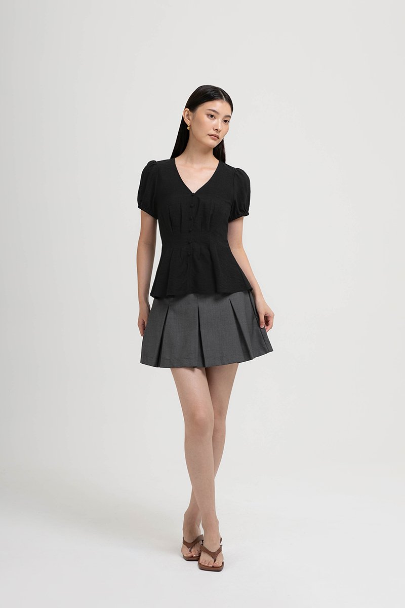 MIKAELA PIN TUCK BUTTONDOWN TOP
