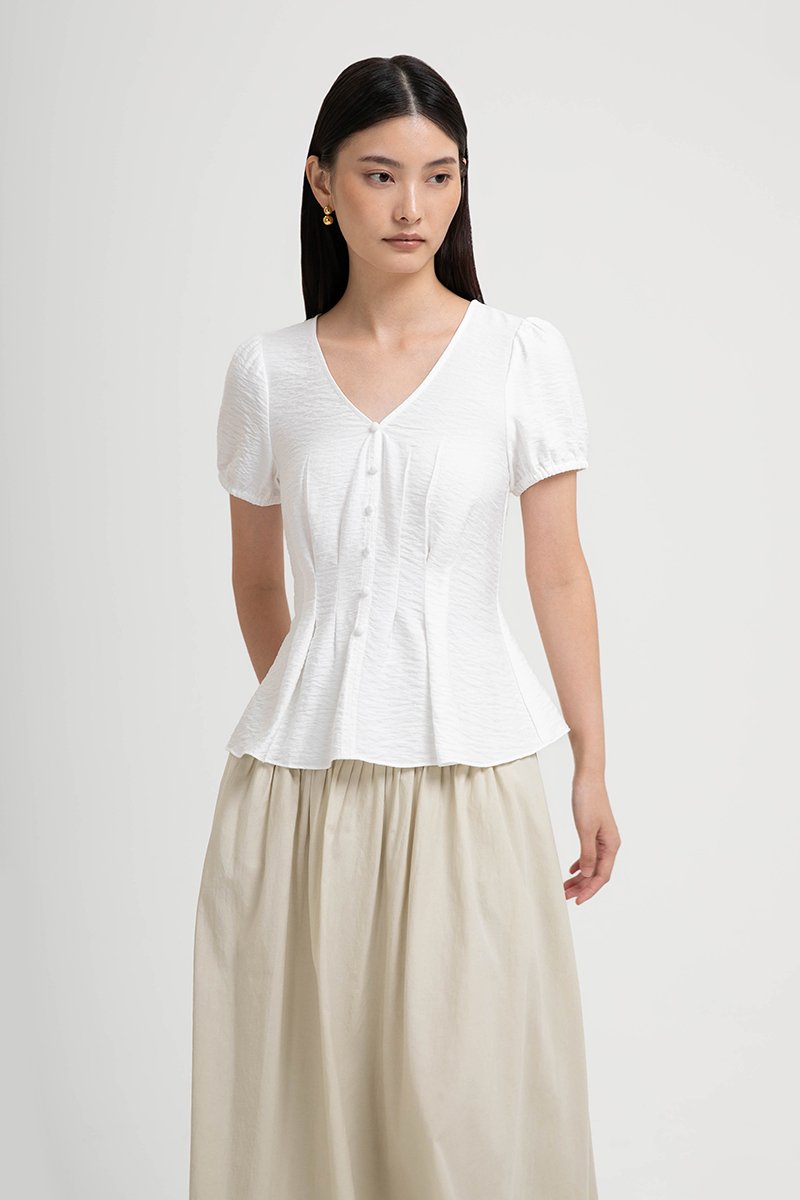 MIKAELA PIN TUCK BUTTONDOWN TOP