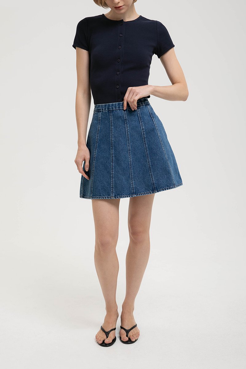 MAVEN PANELLED DENIM MINI SKIRT