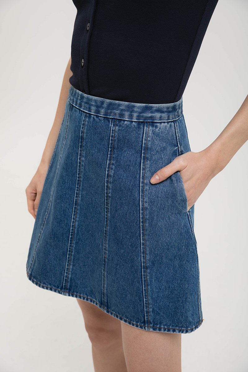 MAVEN PANELLED DENIM MINI SKIRT