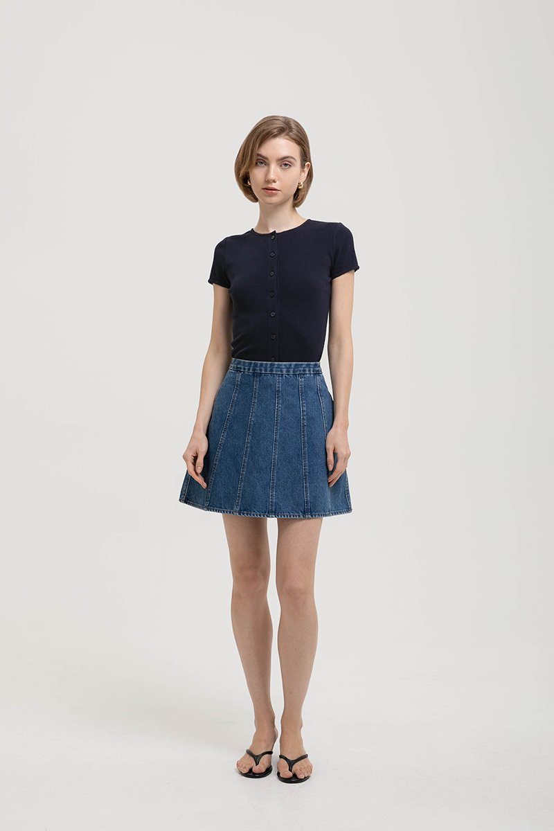 MAVEN PANELLED DENIM MINI SKIRT
