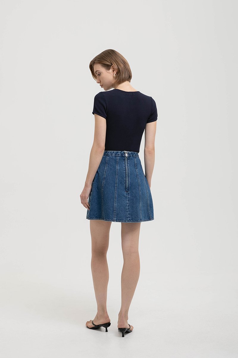 MAVEN PANELLED DENIM MINI SKIRT