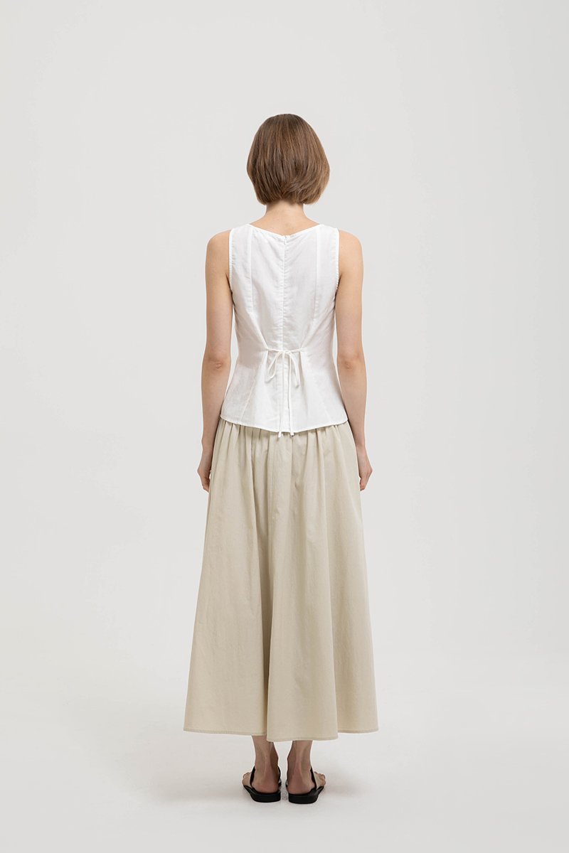 VIENNA BUTTONDOWN PLEATED LINEN TOP