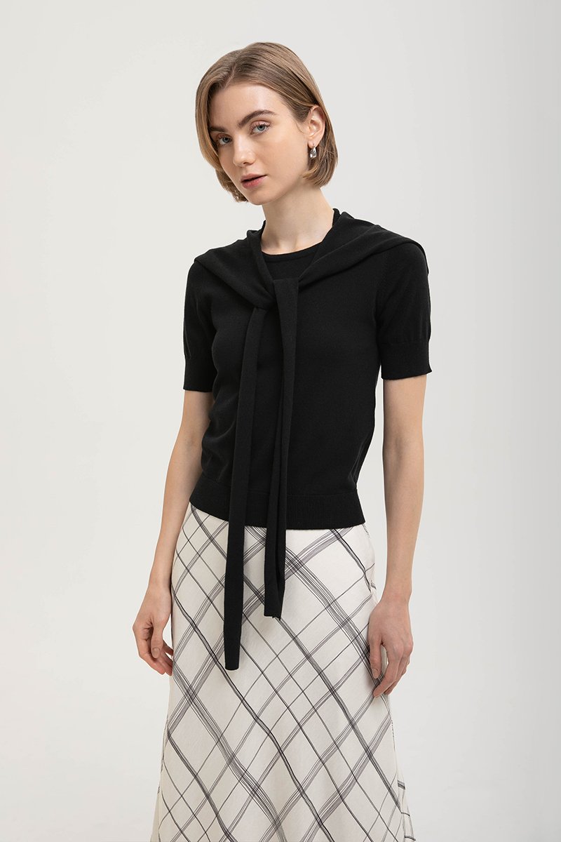 CASSIDY KNIT TOP W DETACHABLE SCARF