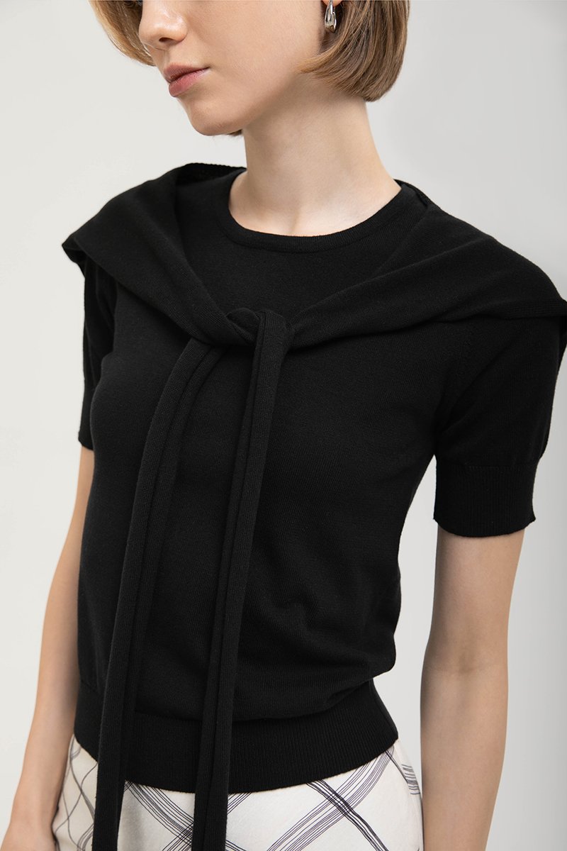 CASSIDY KNIT TOP W DETACHABLE SCARF