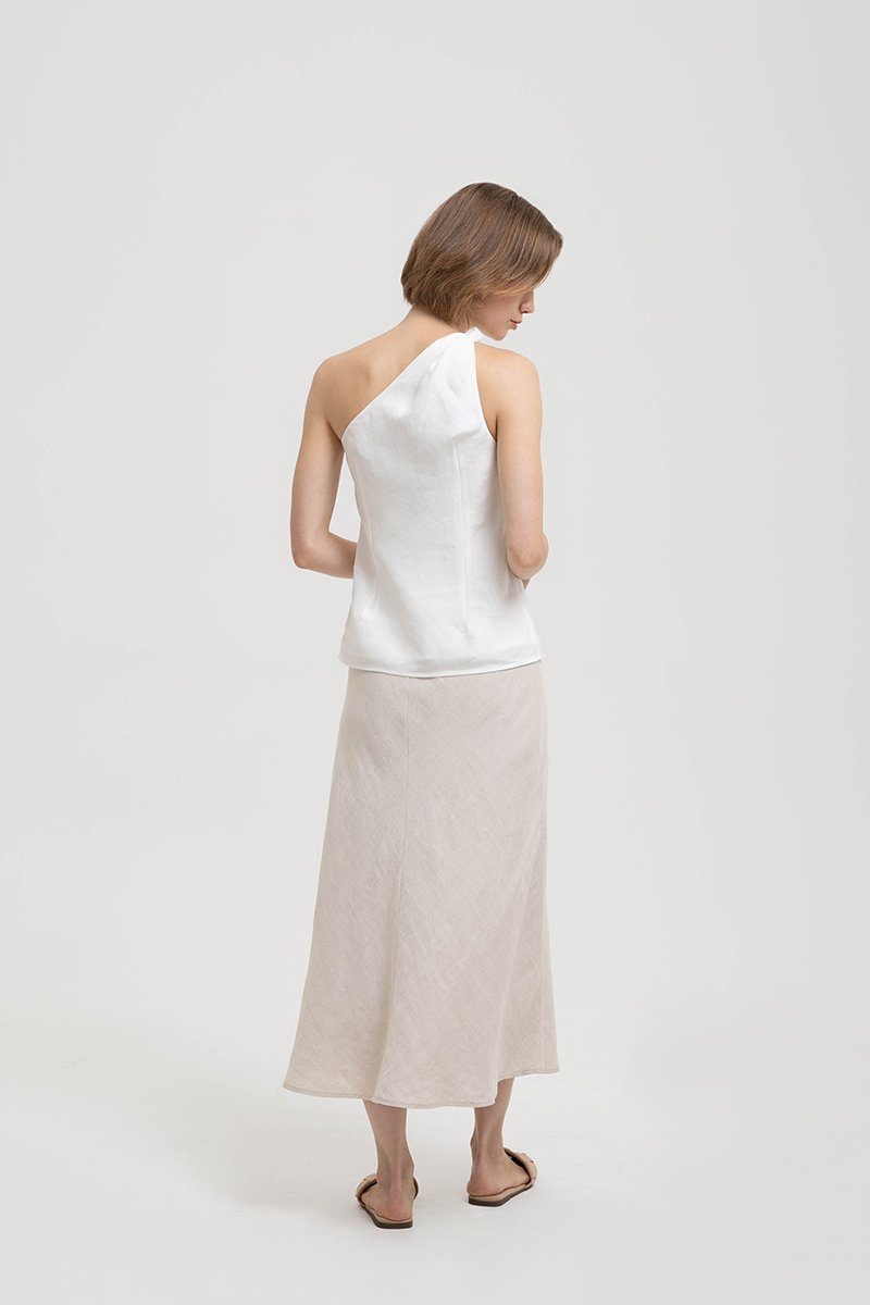 ANNETTE ONE SHOULDER TWIST LINEN TOP