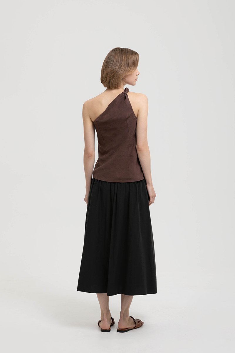 ANNETTE ONE SHOULDER TWIST LINEN TOP
