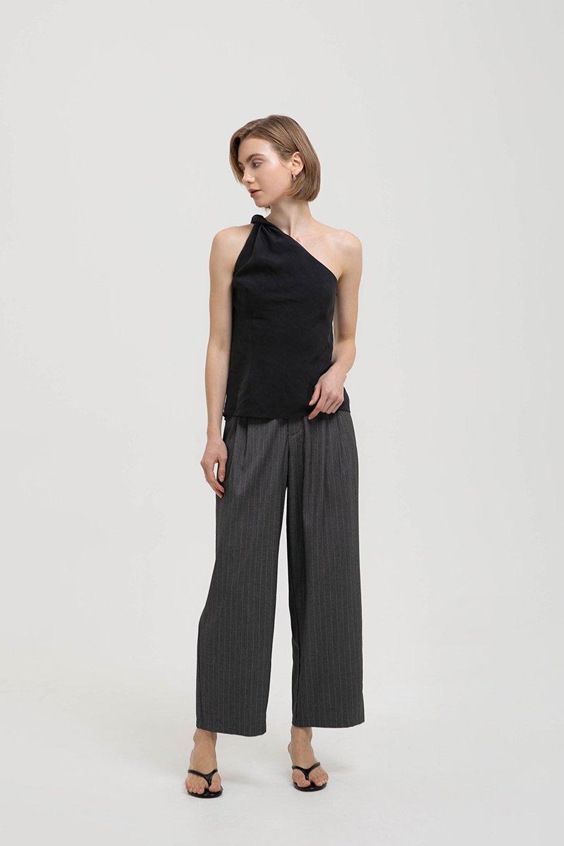ANNETTE ONE SHOULDER TWIST LINEN TOP