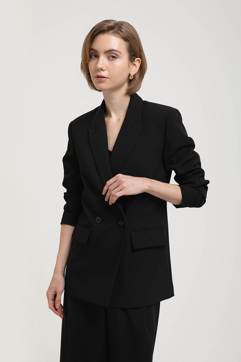 ADRIEN RUCHED SLEEVE BLAZER