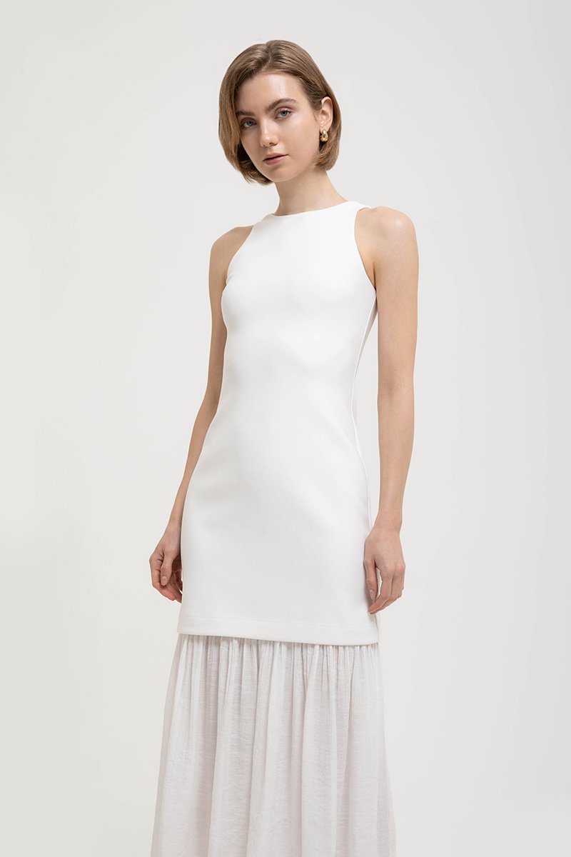 CASSIA SHEATH DRESS W REMOVABLE SHEER SKIRT