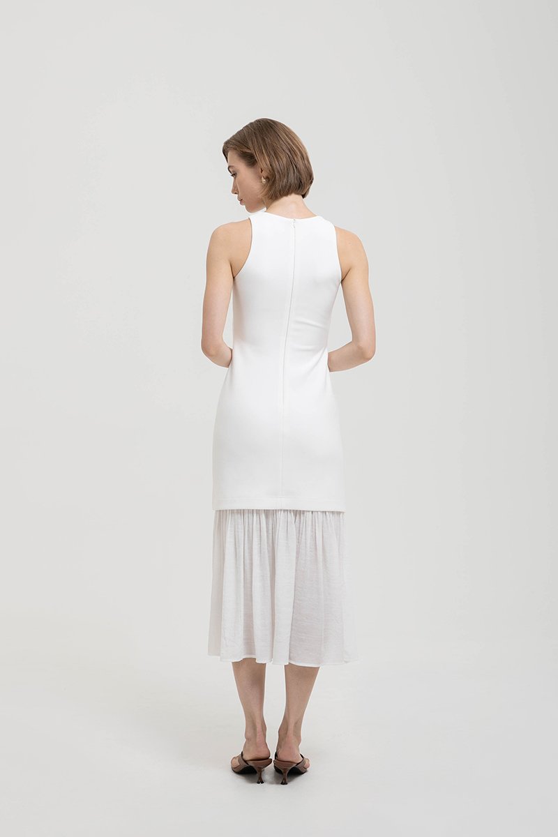 CASSIA SHEATH DRESS W REMOVABLE SHEER SKIRT