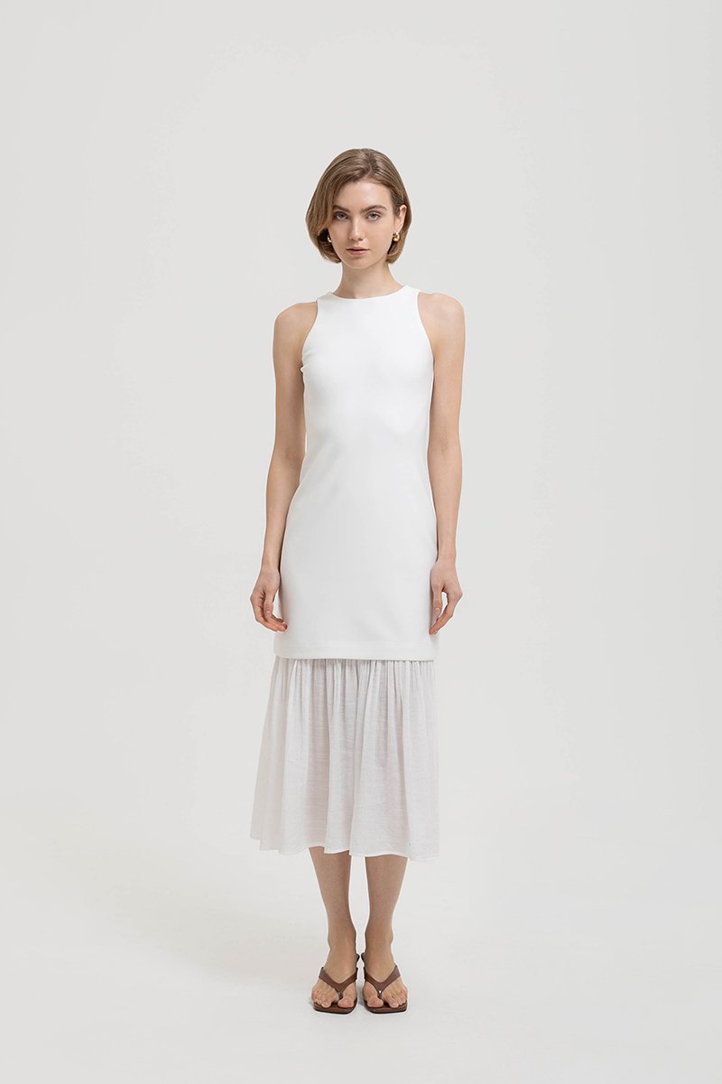 CASSIA SHEATH DRESS W REMOVABLE SHEER SKIRT