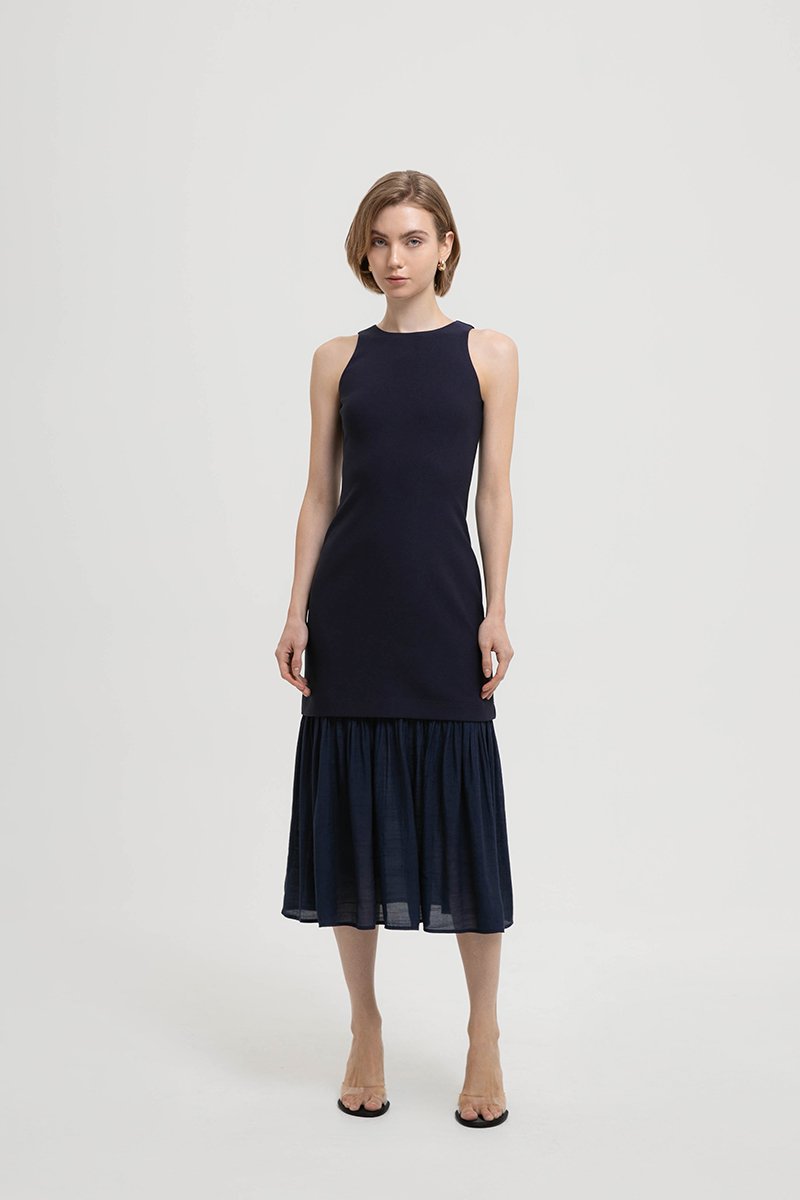 CASSIA SHEATH DRESS W REMOVABLE SHEER SKIRT