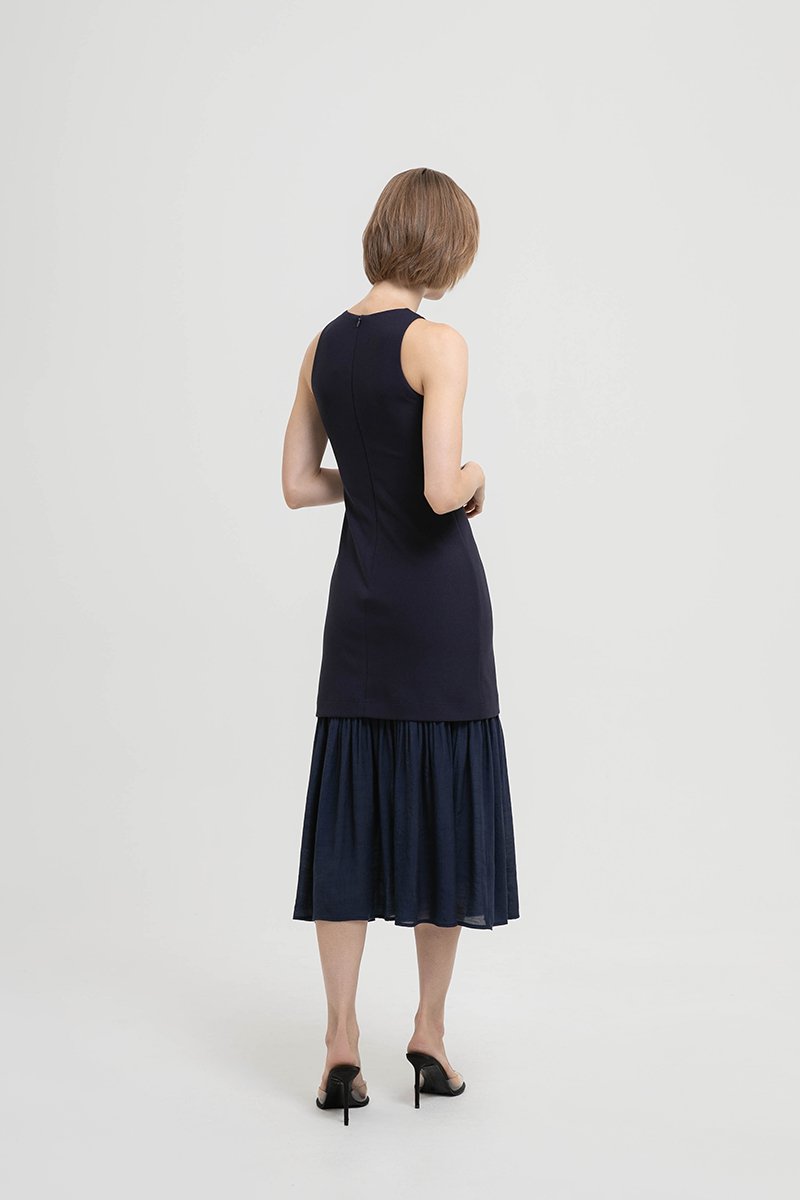 CASSIA SHEATH DRESS W REMOVABLE SHEER SKIRT
