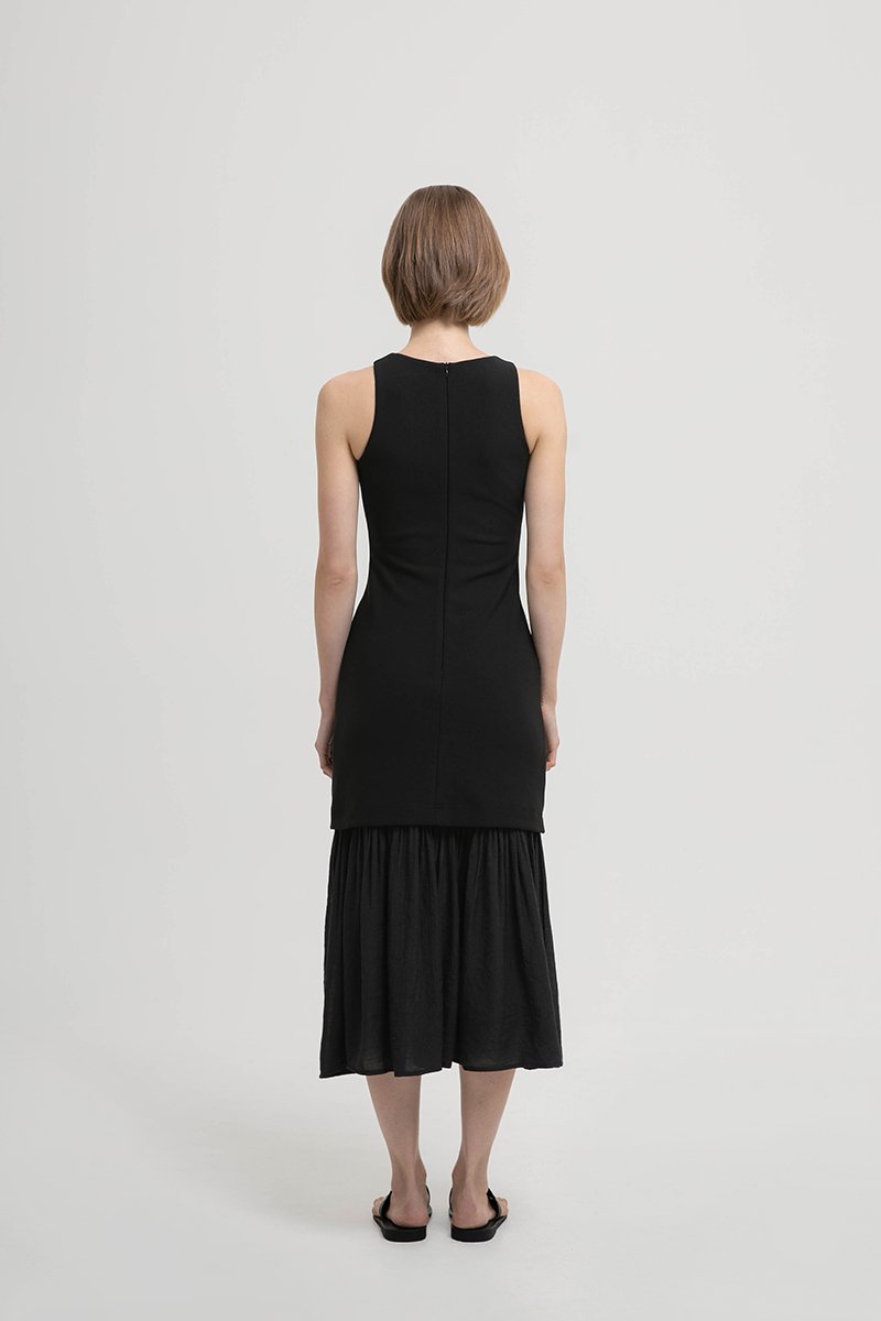 CASSIA SHEATH DRESS W REMOVABLE SHEER SKIRT