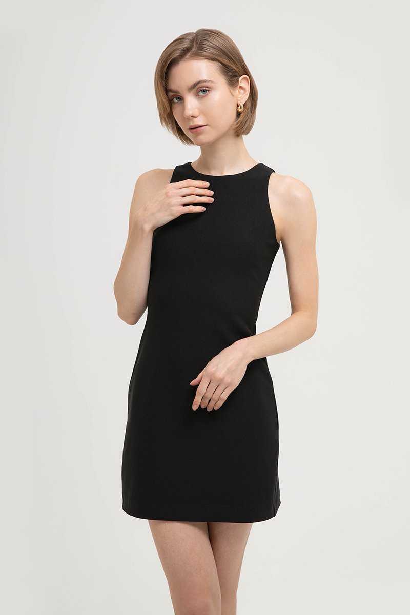 CASSIA SHEATH DRESS W REMOVABLE SHEER SKIRT
